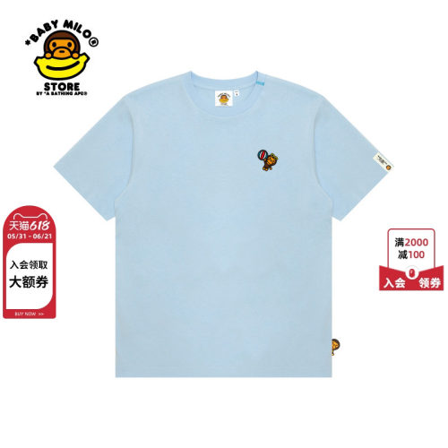BAPE刺绣小猴图案印花短袖T恤