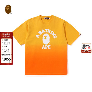 BAPE男装 T恤109003K 春夏猿人字母印花渐变图案短袖
