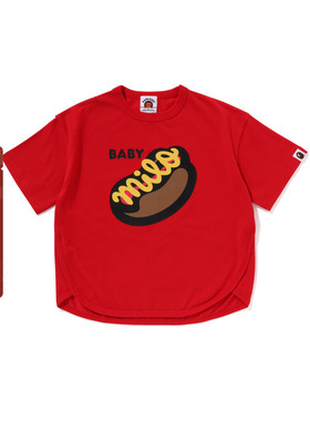 BAPE童装24年秋冬卡通小猴BABY MILO热狗短袖T恤309002N