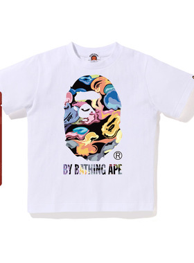 BAPE童装25年秋冬艺术迷彩猿人短袖T恤036103P