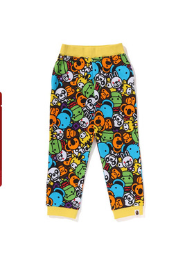 BAPE童装24年秋冬卡通小猴BABY MILO动物家族印花运动卫裤X52002N