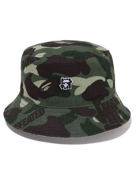 BAPE X UND联名配饰猿人五条杠刺绣徽章满印迷彩渔夫帽181902J