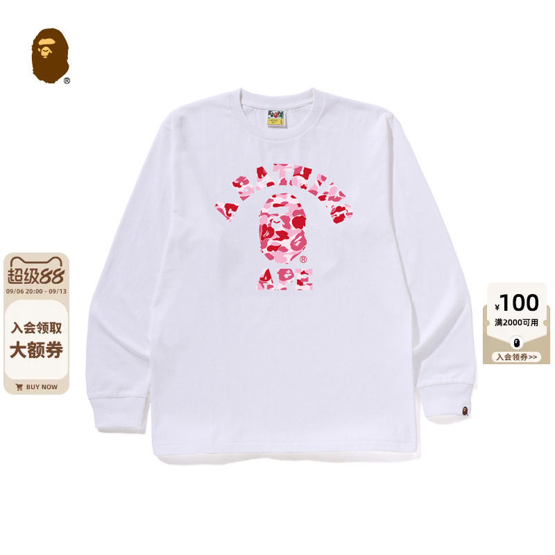 迷彩猿人字母印花长袖T恤图片