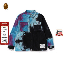 BAPE男装24年秋冬字母标签扎染图案长袖衬衫131005N