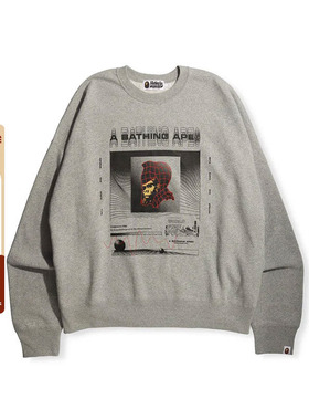 BAPE男装秋冬猿人字母科技图案印花圆领卫衣11301SH