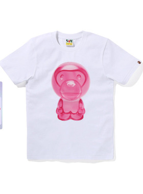 BAPE女装26年春夏BABY MILO卡通小猴软糖印花短袖T恤028102Q