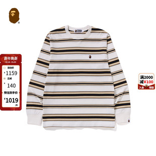 BAPE男装 T恤009111O 25年春夏猿人刺绣标条纹图案长袖