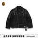 BAPE BLACK男装 25年秋冬猿人徽标图案羊皮革皮衣夹克302401P