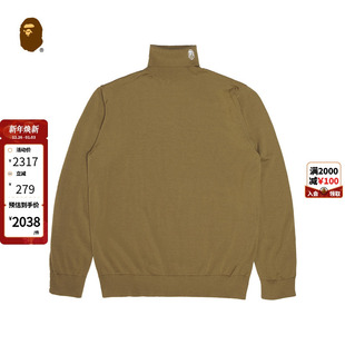 BAPE 24年秋冬猿人刺绣高领羊毛打底针织毛衣T4102MJ BLACK男装