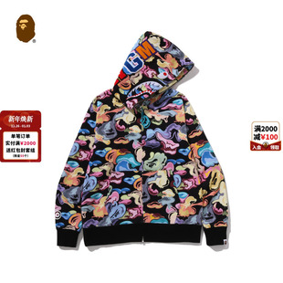 301151P Camo艺术迷彩鲨鱼拉链帽衫 BAPE男装 25年秋冬Art