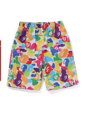 BAPE童装25年春夏多色迷彩卡通小猴BABY MILO图案休闲短裤X02533O