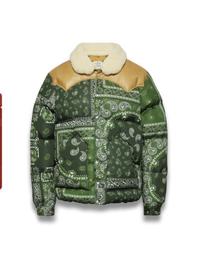 BAPE BLACK联名男装24年秋冬佩斯利腰果花图腾毛领羽绒服7000MH