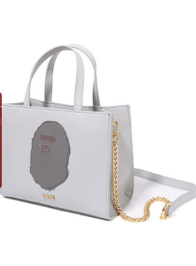 BAPE配饰猿人刺绣皮标链条斜挎包背提包289001J