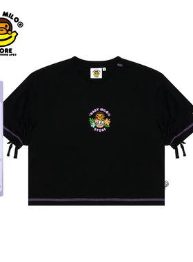 BABY MILO STORE女装春夏卡通多彩小猴松紧系绳短袖T恤0401XXI