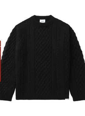BAPE BLACK男装24年秋冬麻花编织羊毛针织毛衣T4301ML