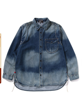 MR.BATHING APE男装24年秋冬猿人胡子刺绣牛仔长袖衬衫131304N