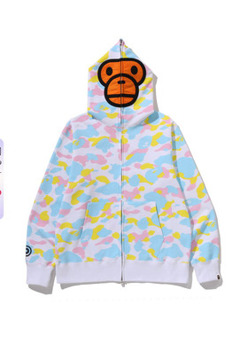 BAPE男装26年春夏迷彩全拉链卡通小猴BABY MILO连帽卫衣X30115Q