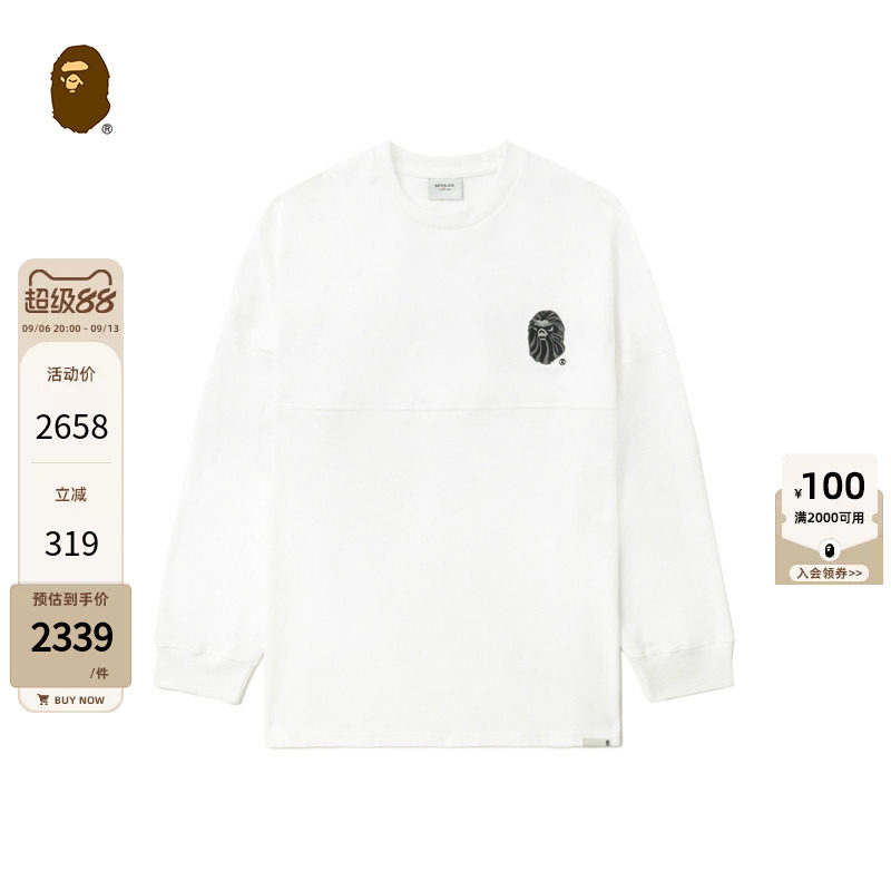 BAPE刺绣标字母图案长袖T恤图片