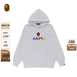 秋冬猿人字母彩色渐变刺绣连帽卫衣214502H BAPE女装