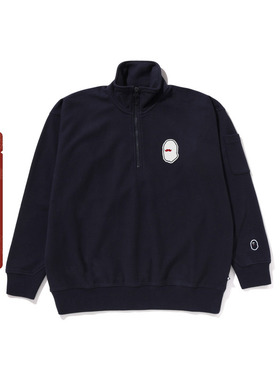 MR.BATHING APE男装25年春夏猿人胡子徽章纯色半拉链卫衣303131O