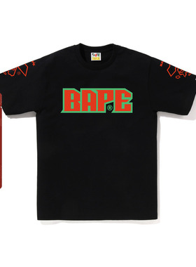 BAPE男装春夏撞色猿人字母印花短袖T恤110072K