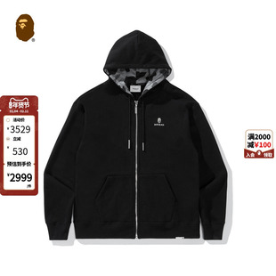 BAPE BLACK男装24年秋冬猿人徽标图案连帽卫衣外套开衫W3000MF