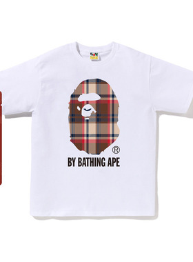 BAPE男装25年秋冬格纹猿人印花短袖T恤022101P
