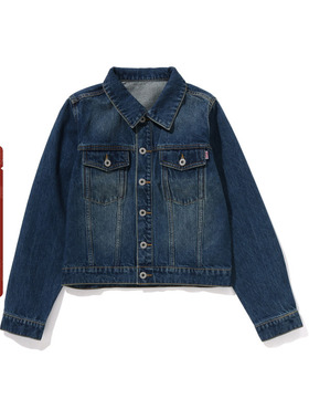 BAPE女装24年秋冬字母贴布章图案牛仔夹克外套240004N