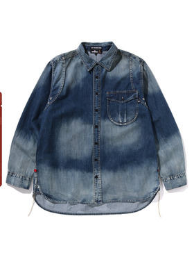 MR.BATHING APE男装24年秋冬猿人胡子刺绣牛仔长袖衬衫131304N