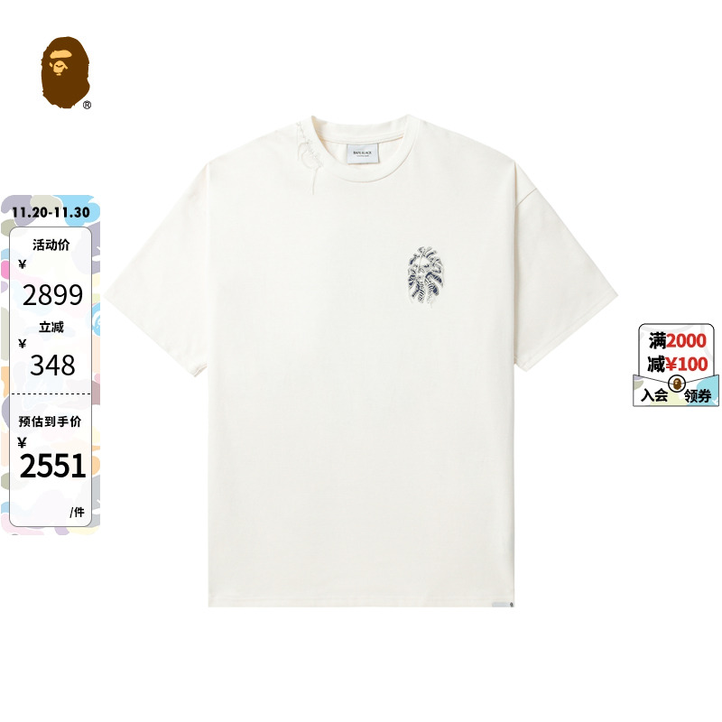 BAPEBLACK刺绣图案T恤