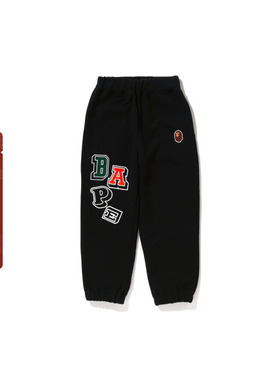 BAPE童装春夏猿人刺绣徽章字母印花卫裤运动长裤352001I