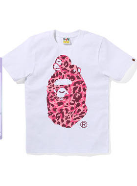 BAPE女装25年秋冬豹纹卡通小猴BABY MILO猿人印花短袖T恤022102P