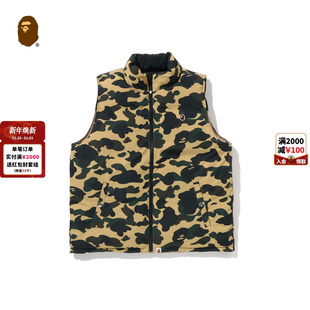BAPE男装 25年秋冬猿人刺绣标迷彩纯色拼接两面穿羽绒马甲006441P
