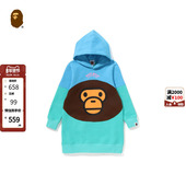 MILO拼色长款 BAPE童装 秋冬卡通BABY 连帽卫衣裙335002J