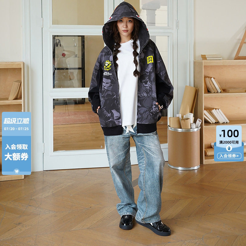 BAPE X CR7 LIFE联名男装26年春夏满印全拉链鲨鱼连帽卫衣910151Q