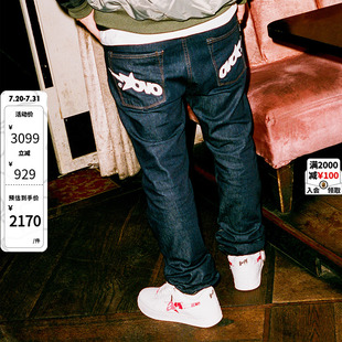 150901J BAPE OVO联名男装 秋冬字母星星徽标图案牛仔长裤