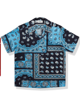 BAPE BLACK男装25年春夏佩斯利腰果花图腾真丝短袖衬衫T8200MI