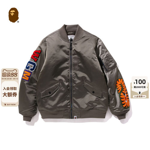 字母刺绣MA-1飞行员夹克外套BAPE