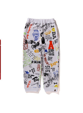 BAPE童装春夏手绘猿人字母印花图案卫裤运动长裤X52001M
