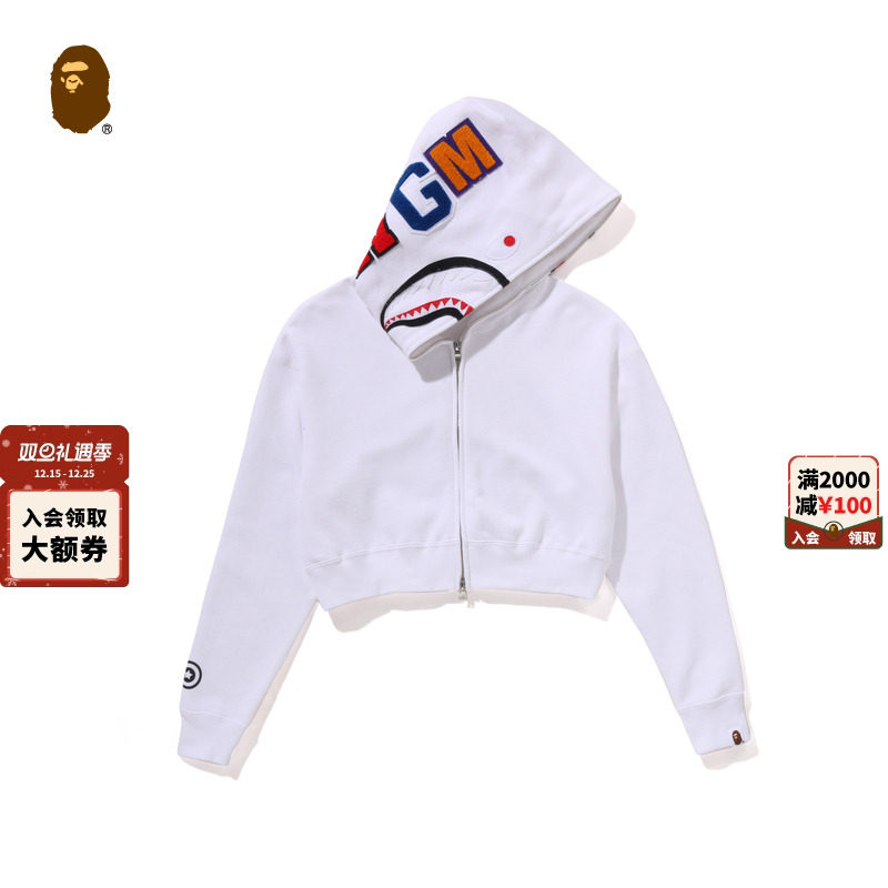 BAPE短款鲨鱼连帽卫衣外套开衫