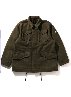 MR.BATHING APE男装秋冬猿人胡子徽章多口袋羊毛夹克外套312401P