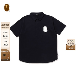 MR.BATHING 25年春夏猿人胡子徽章纯色短袖 POLO衫 302121O APE男装