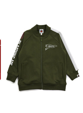 BAPE童装秋冬猿人字母印花拉链运动卫衣外套313001H