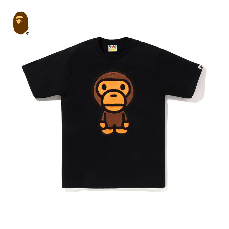 BAPE男装26年春夏BABY MILO卡通小猴毛绒图案短袖T恤00310SQ