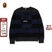 MR.BATHING APE男装 24年秋冬猿人胡子刺绣圆领毛衣120301N