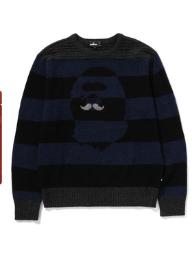 MR.BATHING APE男装24年秋冬猿人胡子刺绣圆领毛衣120301N
