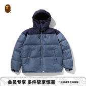 BAPE男装 25年秋冬猿人刺绣标徽章可拆卸连帽羽绒服004441P