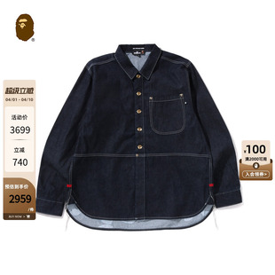 MR.BATHING 24年秋冬猿人胡子原色牛仔长袖 衬衫 131303N APE男装