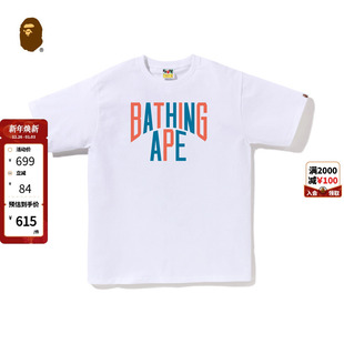 BAPE男装 T恤110020K 春夏撞色字母印花纯色多色短袖
