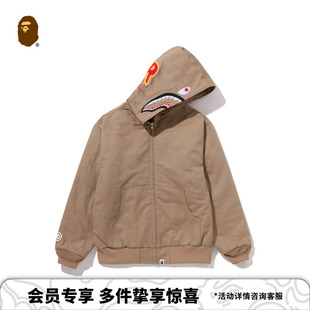 BAPE男装25年秋冬纯色鲨鱼连帽工装夹克外套007411P
